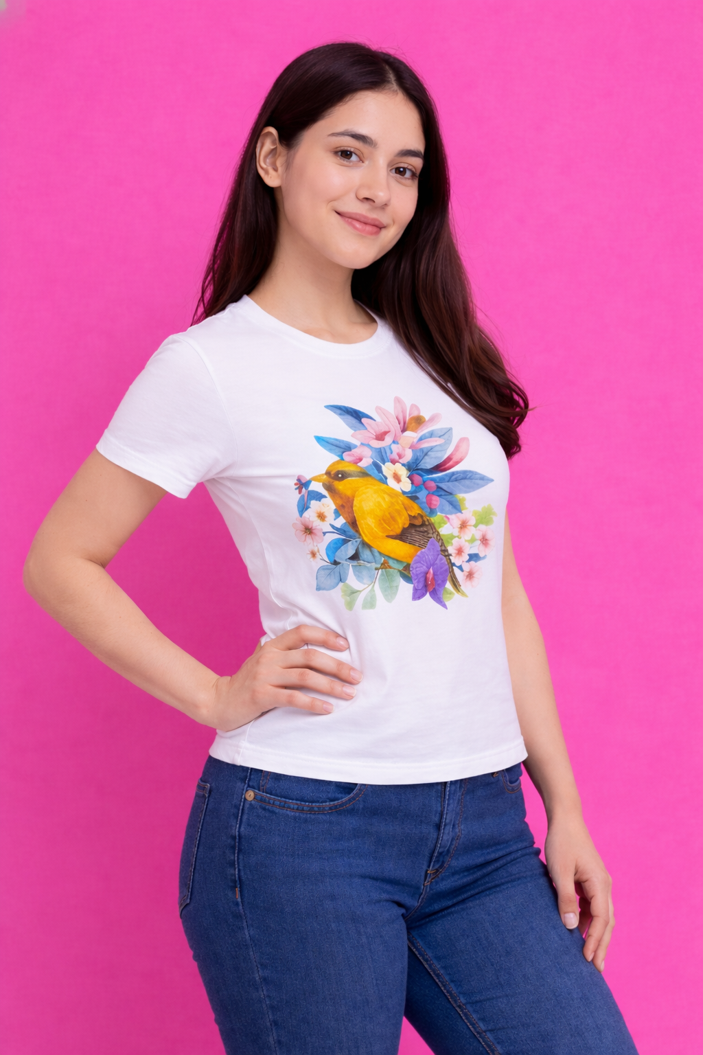 BeSpoken™ | Women’s Floral Bird Graphic T-Shirt